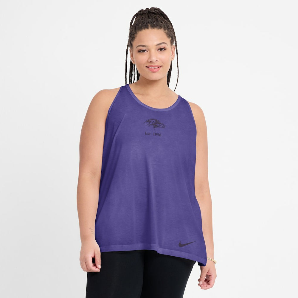 Baltimore Ravens Women's Glory Open-Back Crisscross Dri-FIT Tank Top - Purple for sale