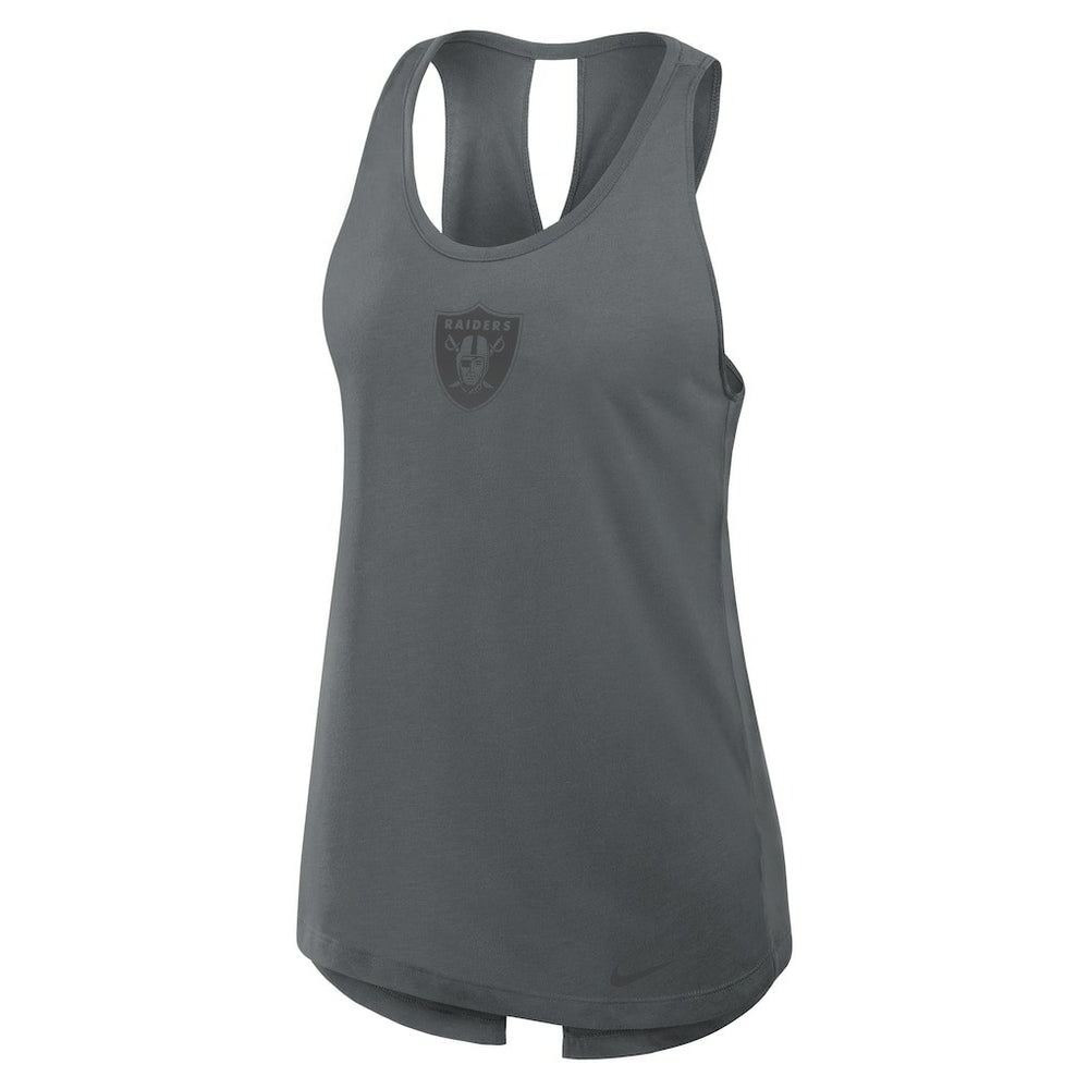 Las Vegas Raiders Women's Glory Open-Back Crisscross Dri-FIT Tank Top - Charcoal outlet