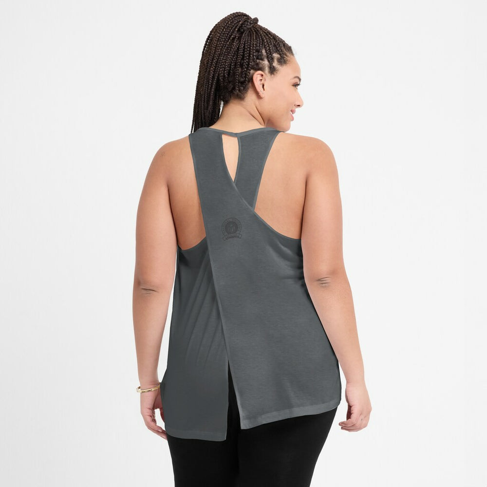 Las Vegas Raiders Women's Glory Open-Back Crisscross Dri-FIT Tank Top - Charcoal outlet