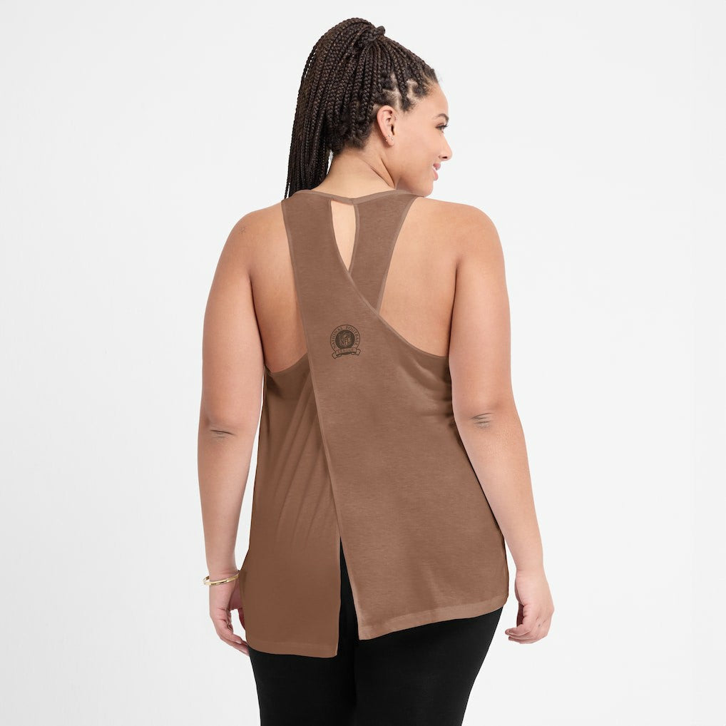 Cleveland Browns Women's Glory Open-Back Crisscross Dri-FIT Tank Top - Brown for sale