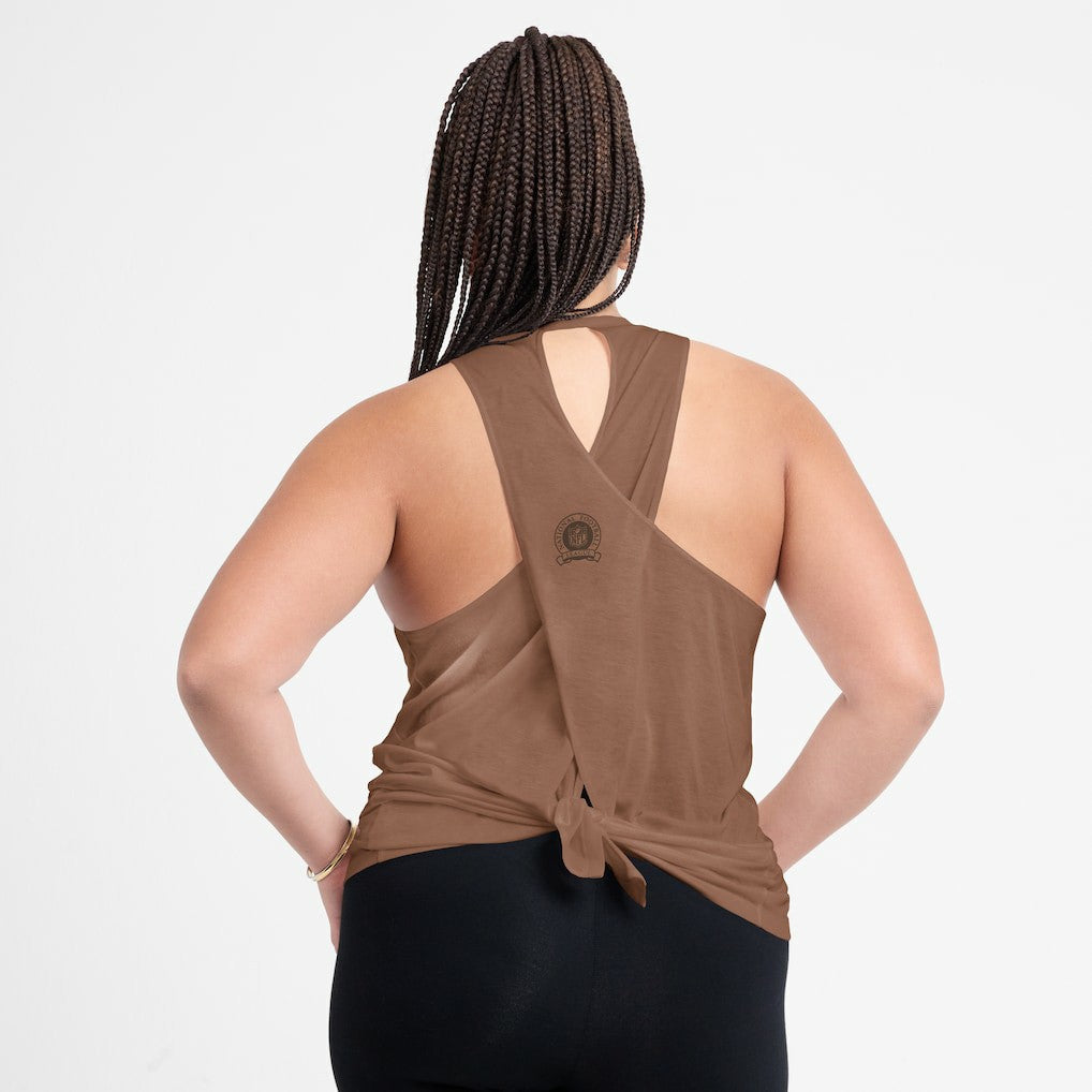 Cleveland Browns Women's Glory Open-Back Crisscross Dri-FIT Tank Top - Brown for sale
