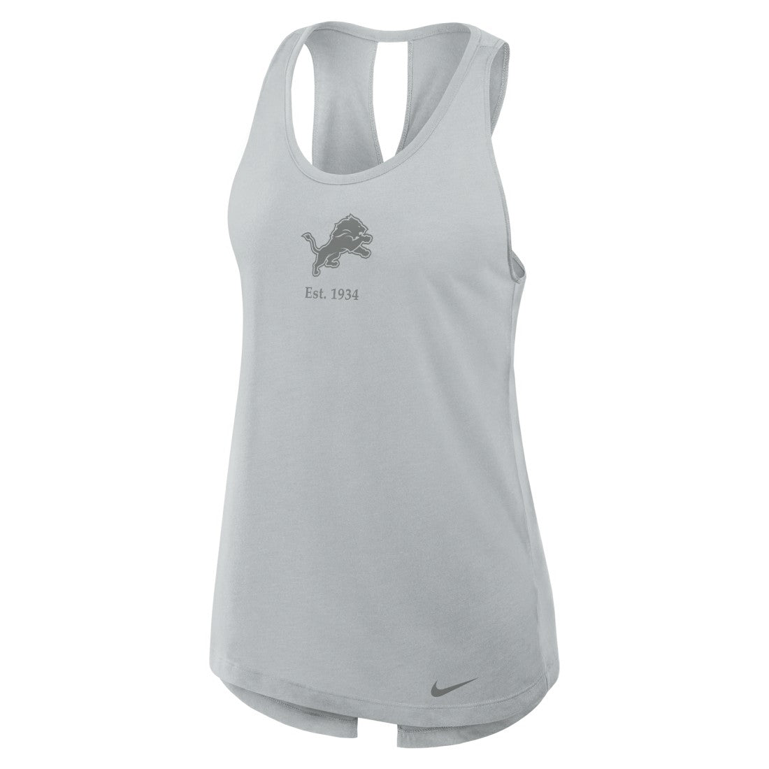 Detroit Lions Women's Glory Open-Back Crisscross Dri-FIT Tank Top - Gray for sale
