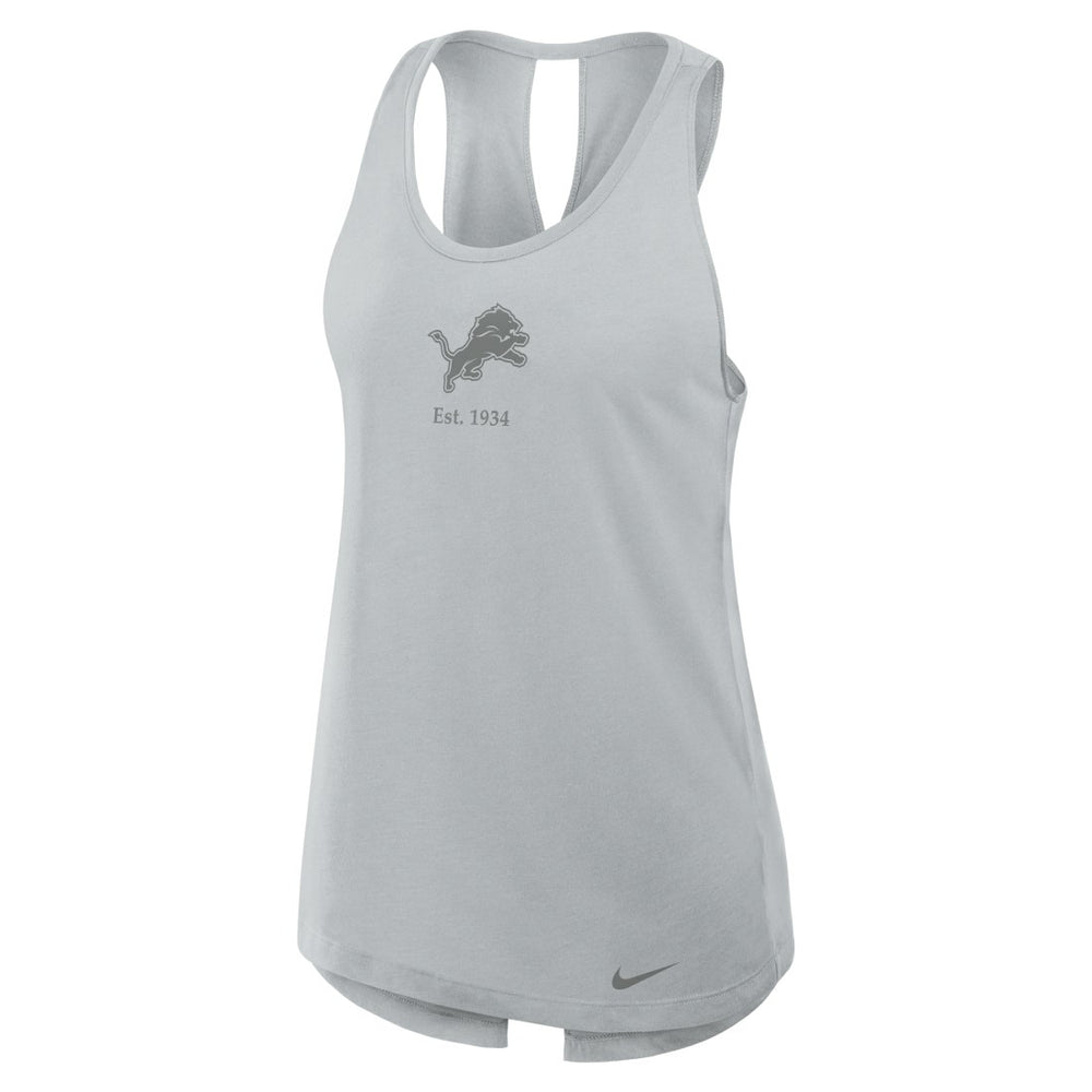 Detroit Lions Women's Glory Open-Back Crisscross Dri-FIT Tank Top - Gray for sale