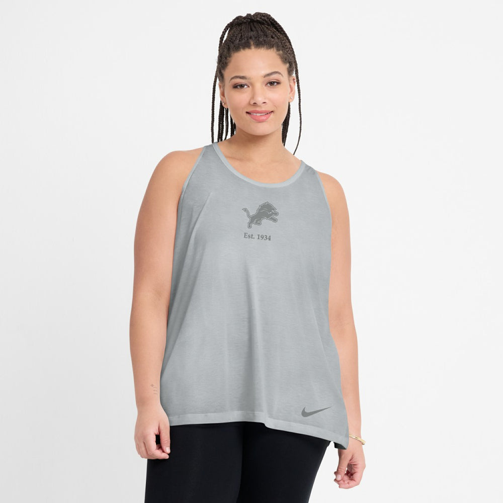 Detroit Lions Women's Glory Open-Back Crisscross Dri-FIT Tank Top - Gray for sale