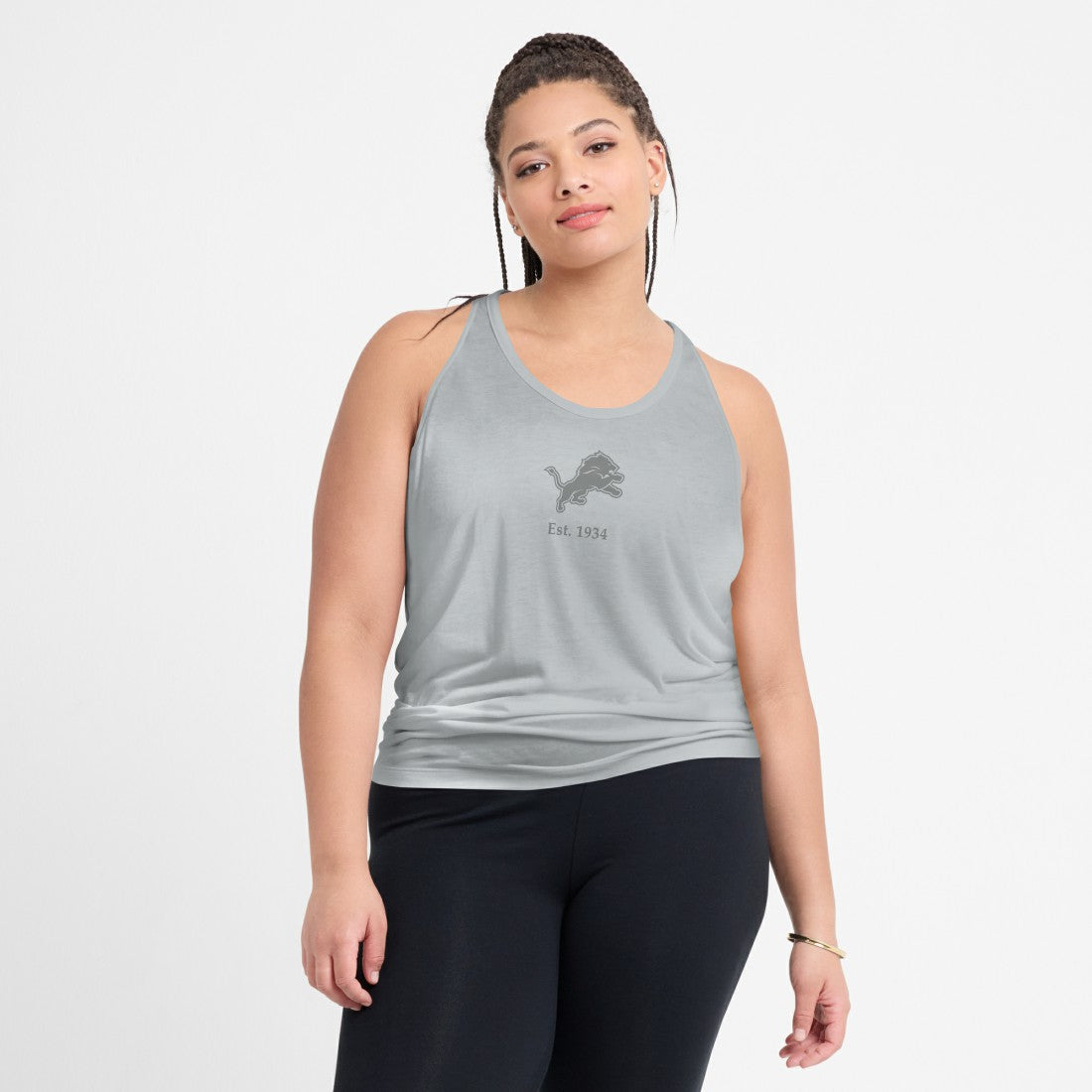 Detroit Lions Women's Glory Open-Back Crisscross Dri-FIT Tank Top - Gray for sale