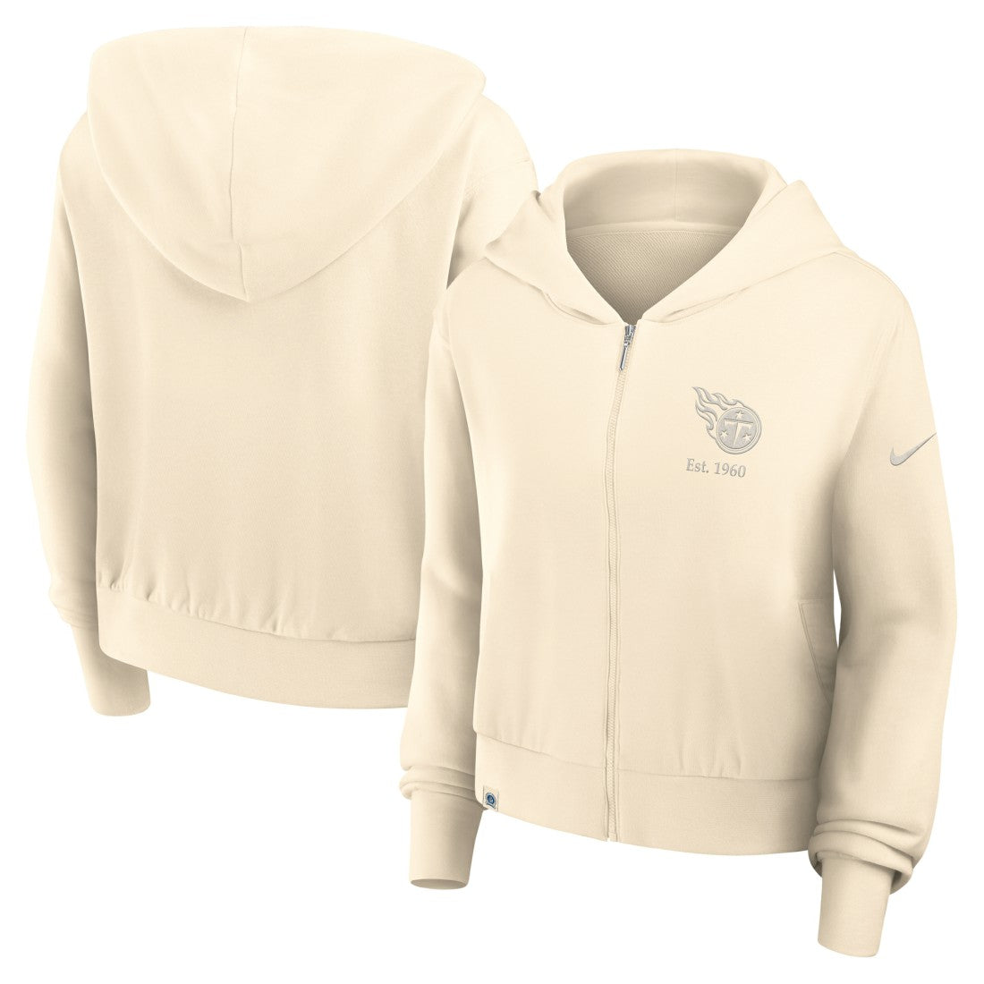 Tennessee Titans Women's Glory Cropped Full-Zip Hoodie - Cream on sale