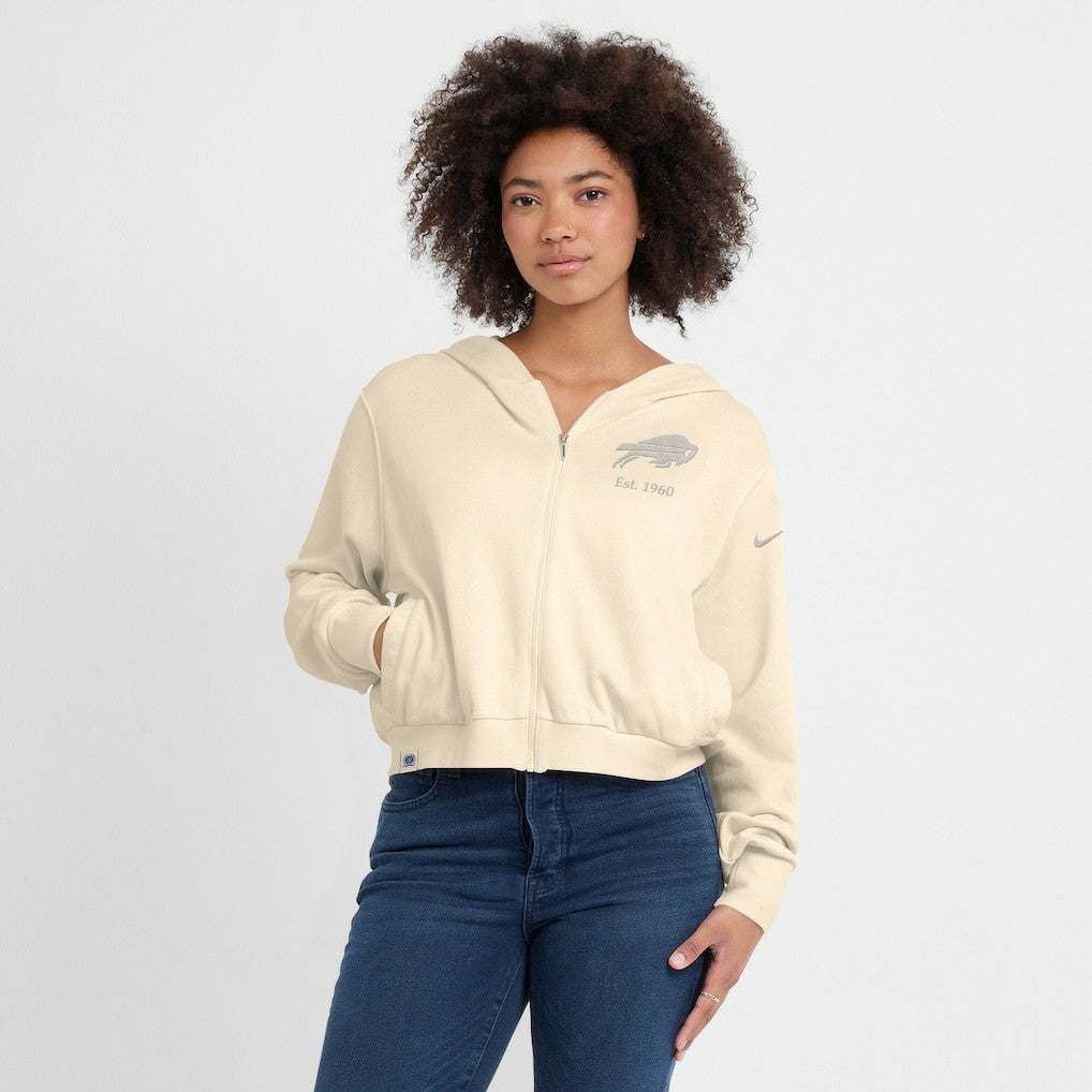 Buffalo Bills Women's Glory Cropped Full-Zip Hoodie - Cream discount