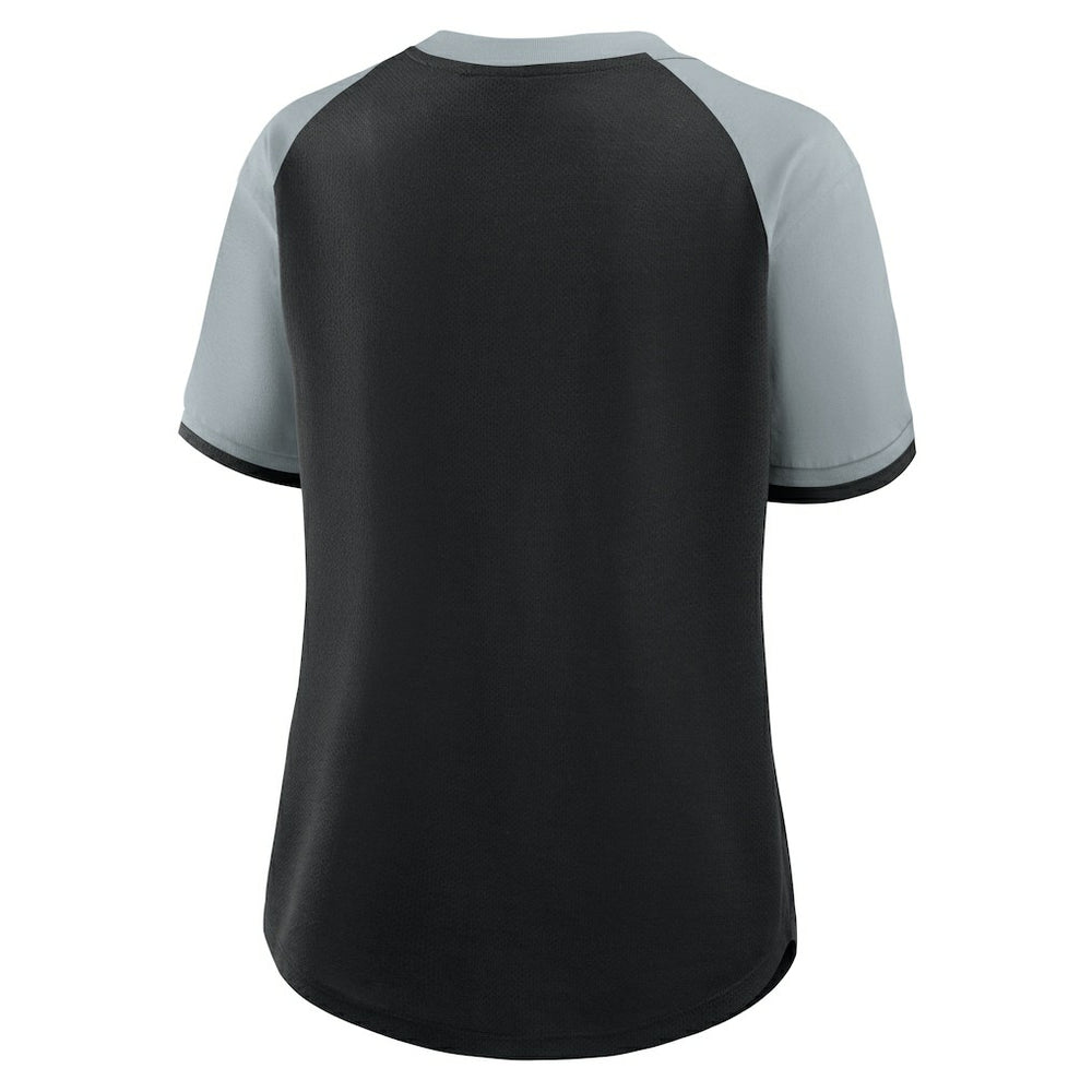 Las Vegas Raiders Women's Height Advantage T-Shirt - Black/Silver for sale