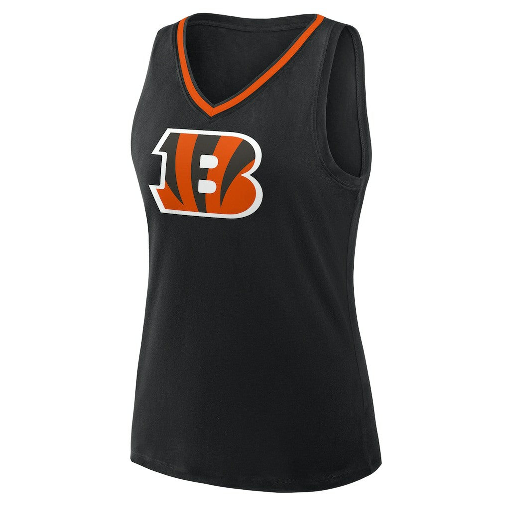 Cincinnati Bengals Logo Athletic Women's Stellar Win V-Neck Tank Top - Black cheap