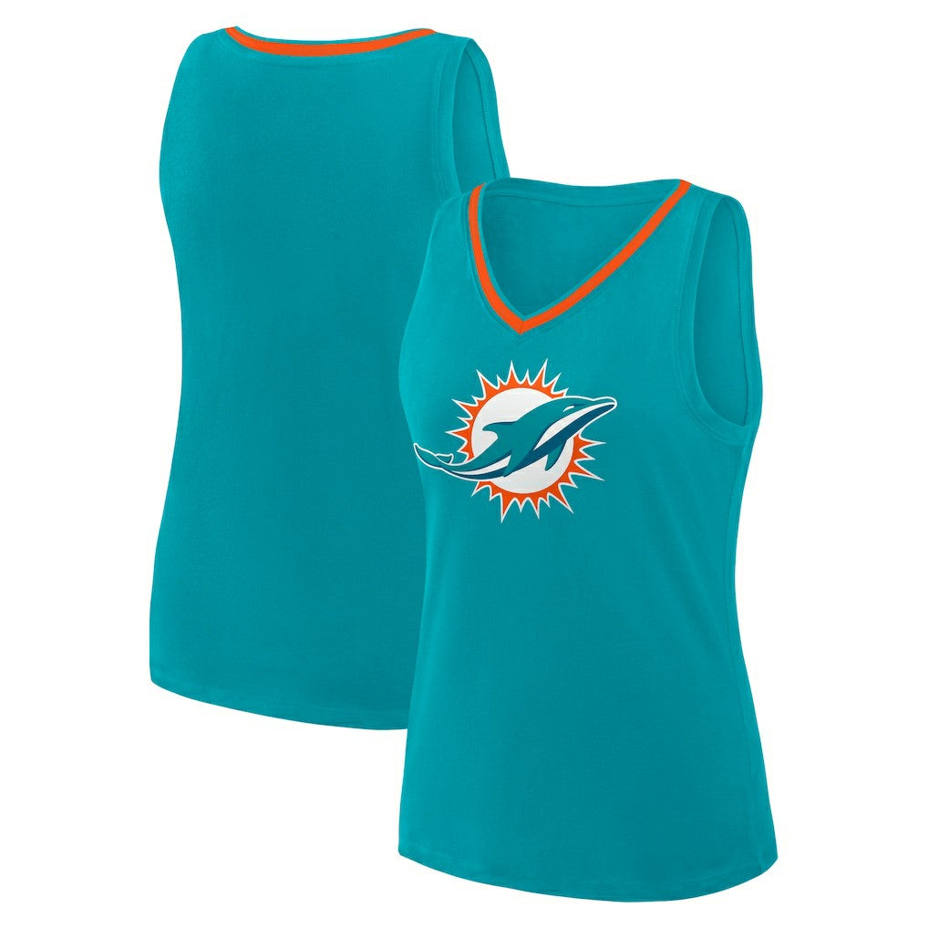 Miami Dolphins Logo Athletic Women's Stellar Win V-Neck Tank Top - Aqua for sale