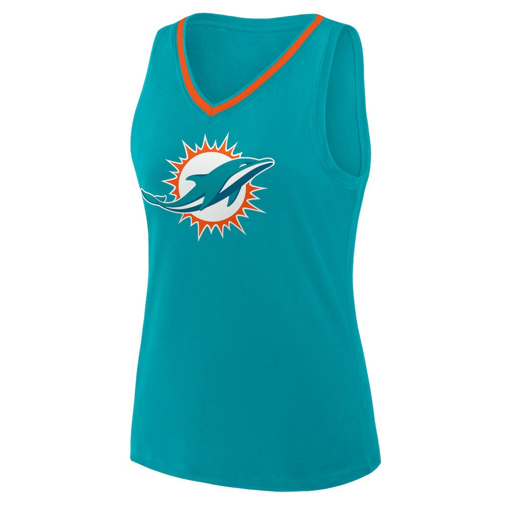 Miami Dolphins Logo Athletic Women's Stellar Win V-Neck Tank Top - Aqua for sale