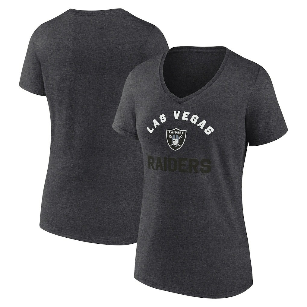 Las Vegas Raiders Logo Athletic Women's Unrivaled V-Neck T-Shirt - Heather Charcoal for sale