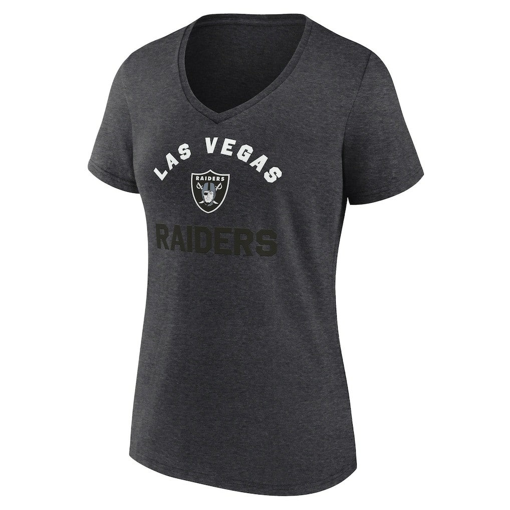 Las Vegas Raiders Logo Athletic Women's Unrivaled V-Neck T-Shirt - Heather Charcoal for sale
