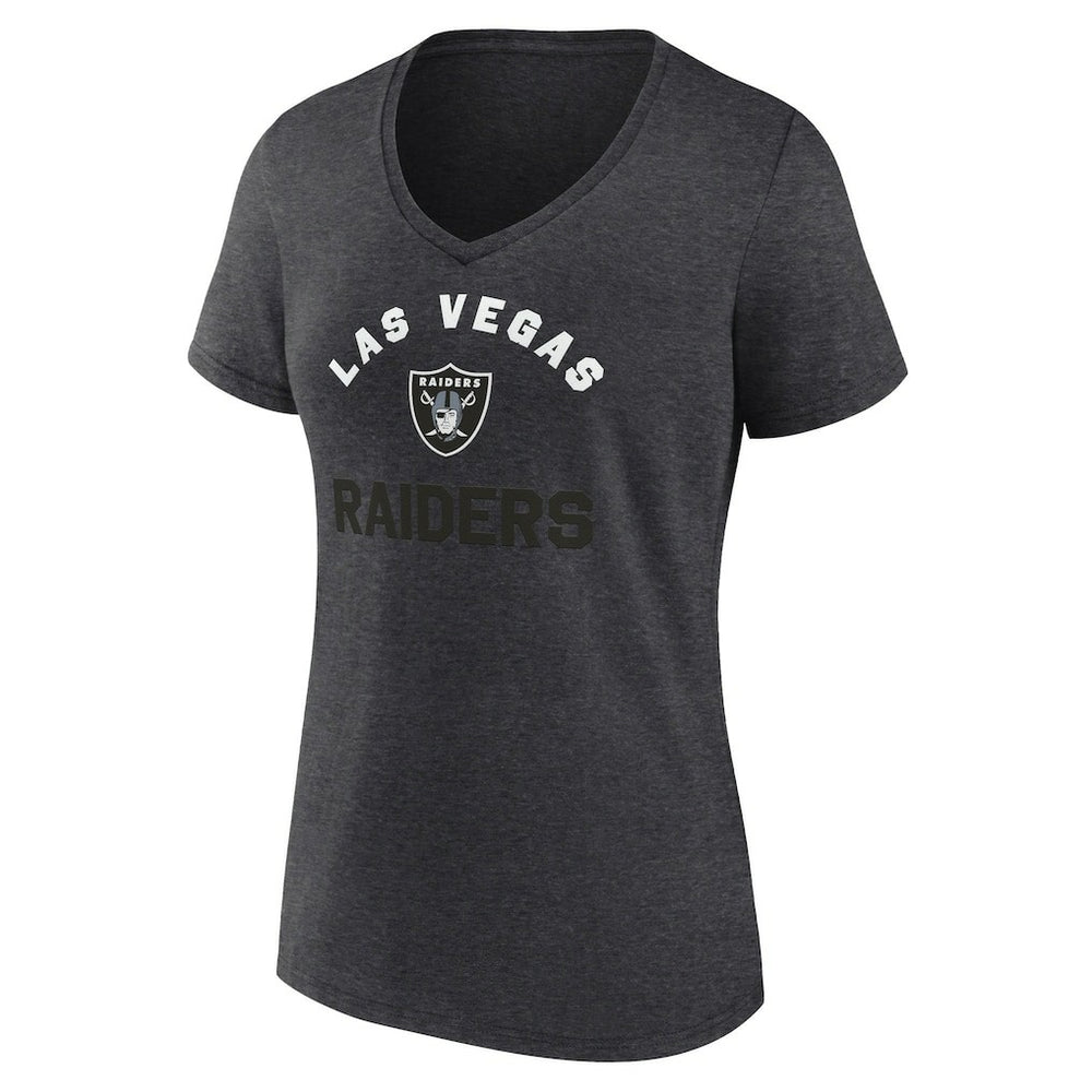 Las Vegas Raiders Logo Athletic Women's Unrivaled V-Neck T-Shirt - Heather Charcoal for sale