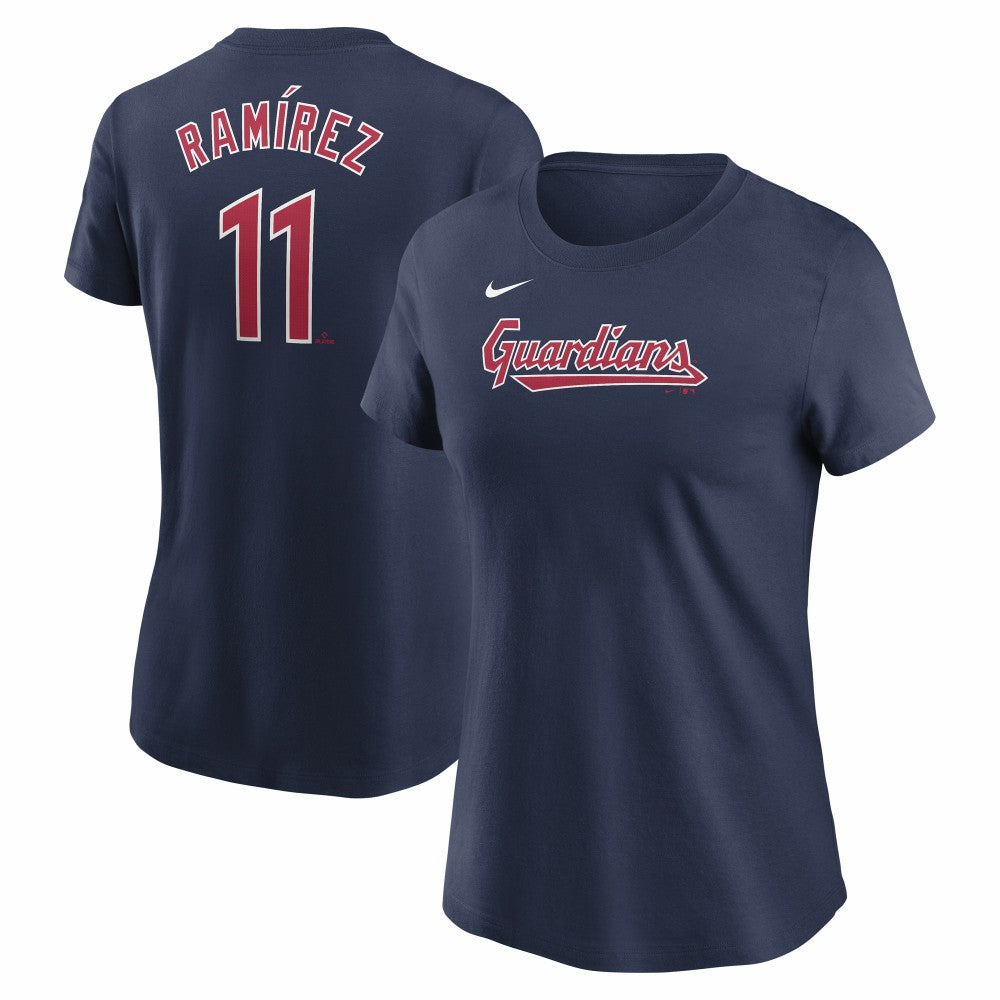 José Ramírez Cleveland Guardians Women's Cooperstown Collection Fuse Name & Number T-Shirt Navy