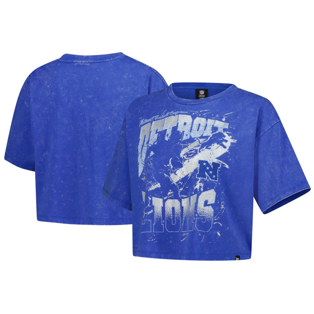 Detroit Lions New Era Women's Cropped Boxy Sport Classics Mineral Wash T-Shirt - Blue online