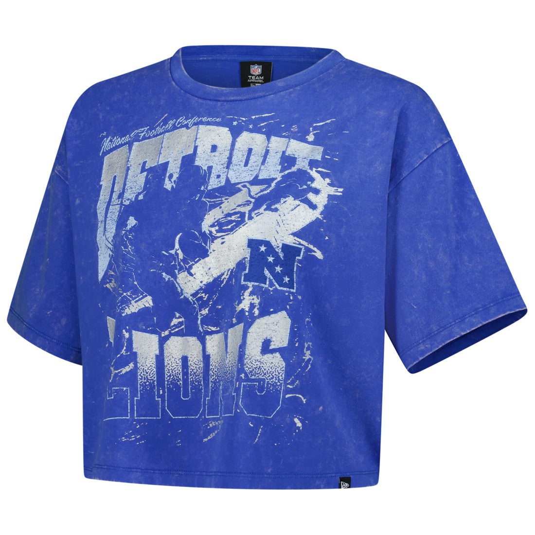 Detroit Lions New Era Women's Cropped Boxy Sport Classics Mineral Wash T-Shirt - Blue online