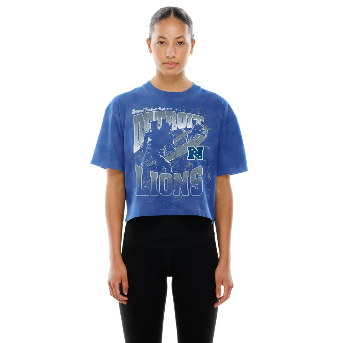 Detroit Lions New Era Women's Cropped Boxy Sport Classics Mineral Wash T-Shirt - Blue online