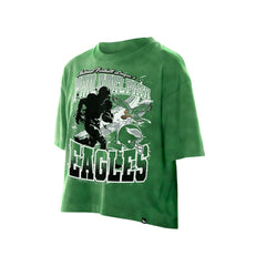 Philadelphia Eagles New Era Women's Cropped Boxy Sport Classics Mineral Wash T-Shirt - Kelly Green online