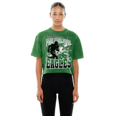 Philadelphia Eagles New Era Women's Cropped Boxy Sport Classics Mineral Wash T-Shirt - Kelly Green online