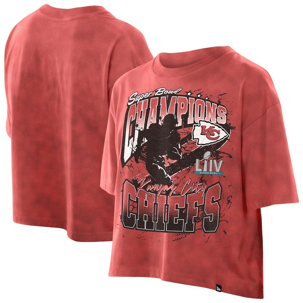 Kansas City Chiefs New Era Women's Cropped Boxy Sport Classics Mineral Wash T-Shirt - Red sale