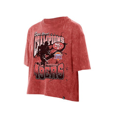San Francisco 49ers New Era Women's Cropped Boxy Sport Classics Mineral Wash T-Shirt - Scarlet discount