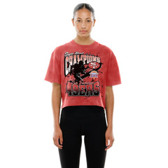 San Francisco 49ers New Era Women's Cropped Boxy Sport Classics Mineral Wash T-Shirt - Scarlet discount