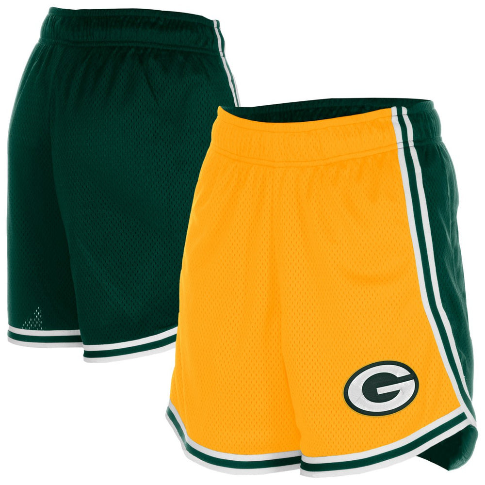 Green Bay Packers New Era Women's Sport Classics Mesh Shorts - Gold/Green cheap