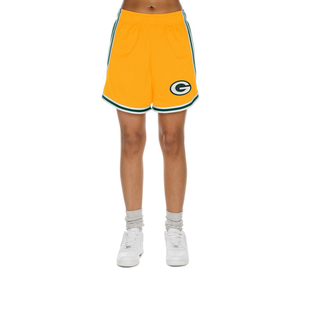 Green Bay Packers New Era Women's Sport Classics Mesh Shorts - Gold/Green cheap