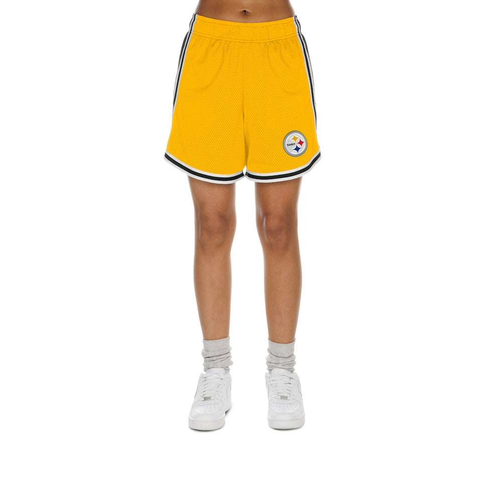 Pittsburgh Steelers New Era Women's Sport Classics Mesh Shorts - Gold/Black sale