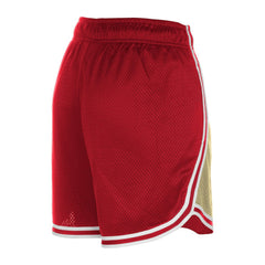 San Francisco 49ers New Era Women's Throwback Sport Classics Mesh Shorts - Gold/Scarlet on sale
