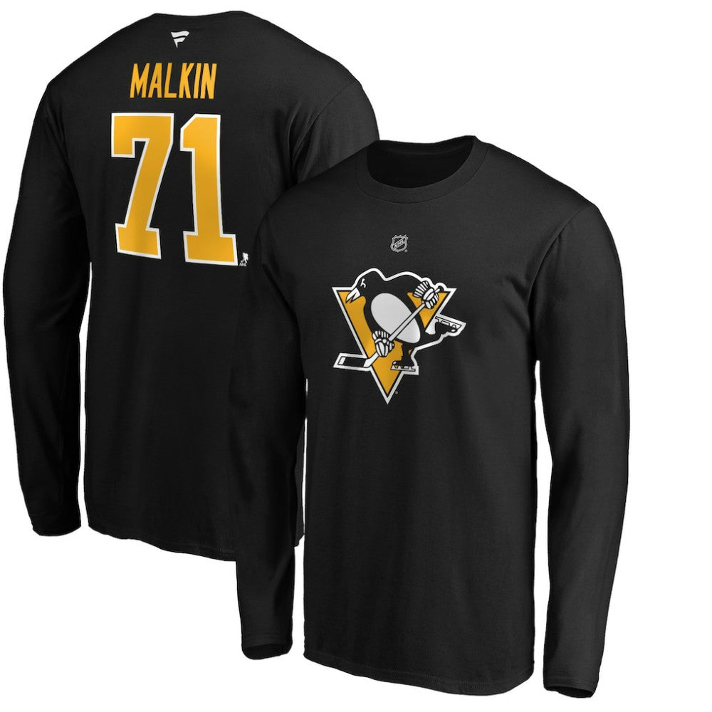 Evgeni Malkin Pittsburgh Penguins Fanatics Authentic Stack Name & Number T-Shirt - Black T-shirts
