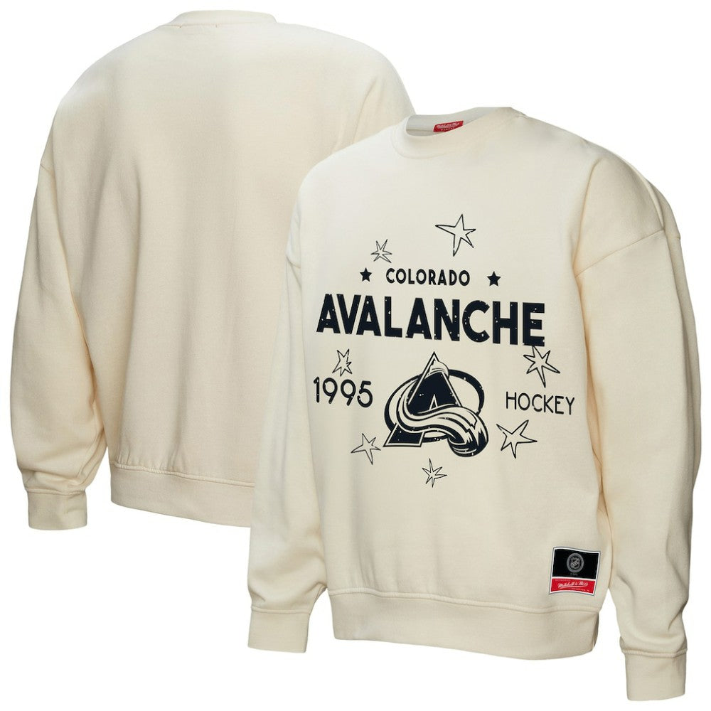 Colorado Avalanche Mitchell & Ness Women's Logo 3.0 Pullover Sweatshirt - Cream Sweatshirts