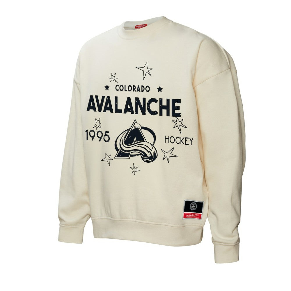 Colorado Avalanche Mitchell & Ness Women's Logo 3.0 Pullover Sweatshirt - Cream Sweatshirts