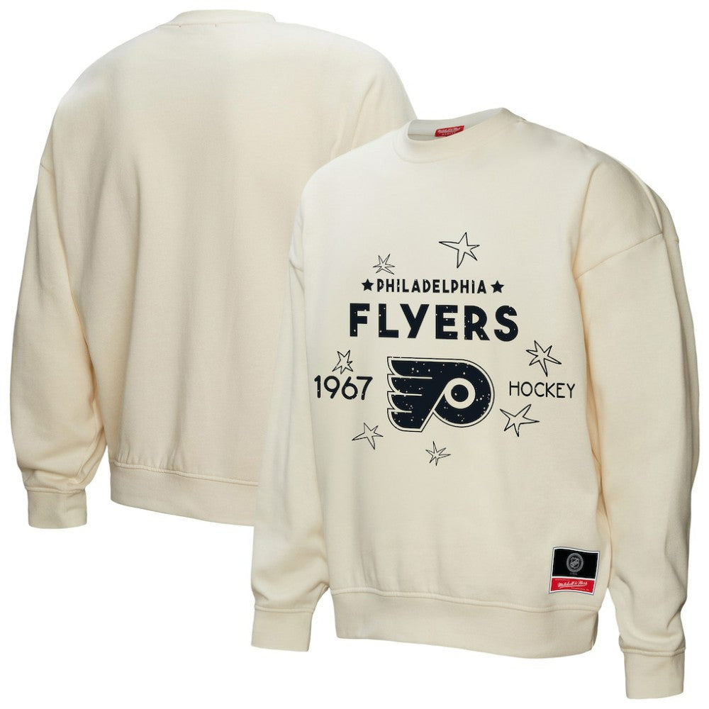Philadelphia Flyers Mitchell & Ness Women's Logo 3.0 Pullover Sweatshirt - Cream Sweatshirts