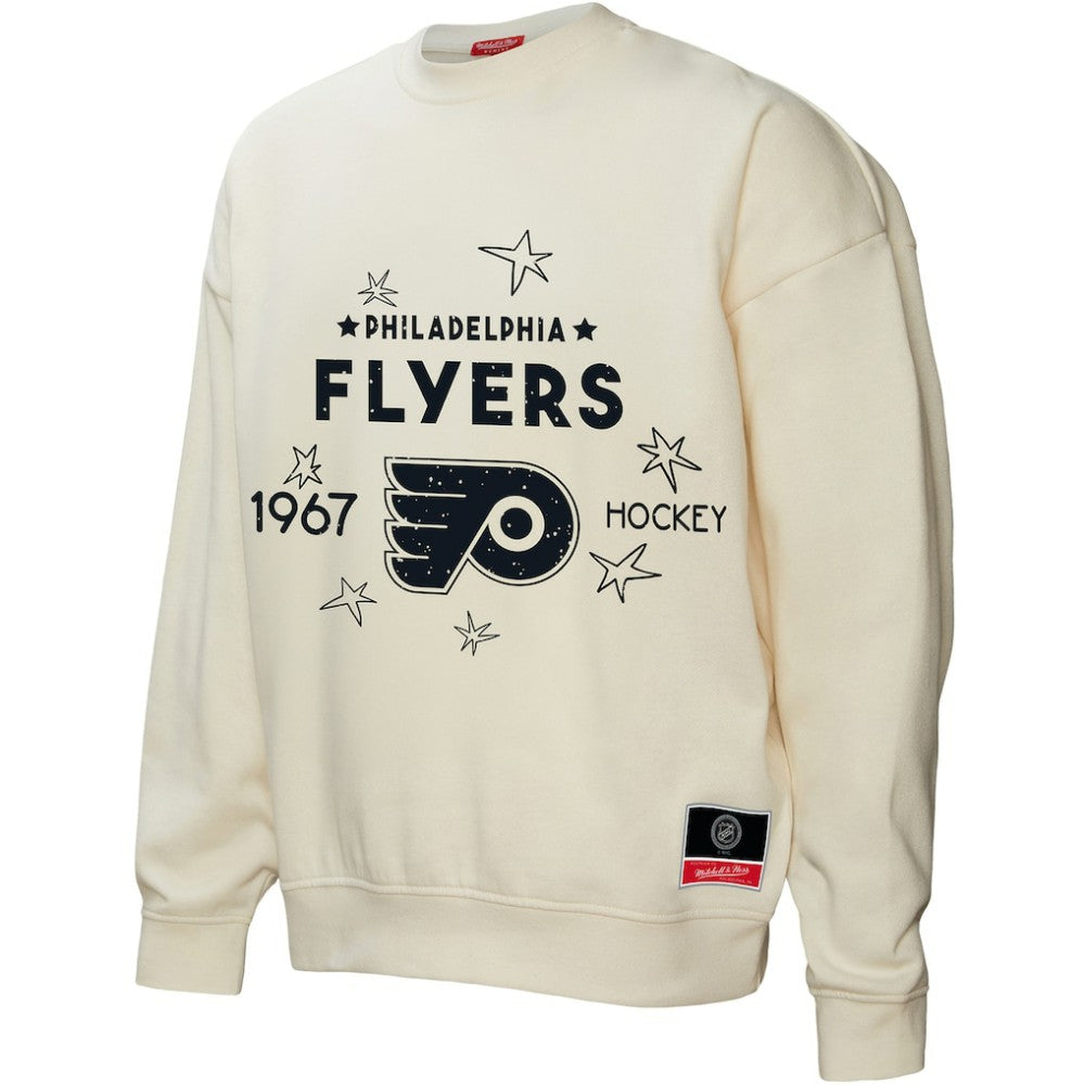 Philadelphia Flyers Mitchell & Ness Women's Logo 3.0 Pullover Sweatshirt - Cream Sweatshirts