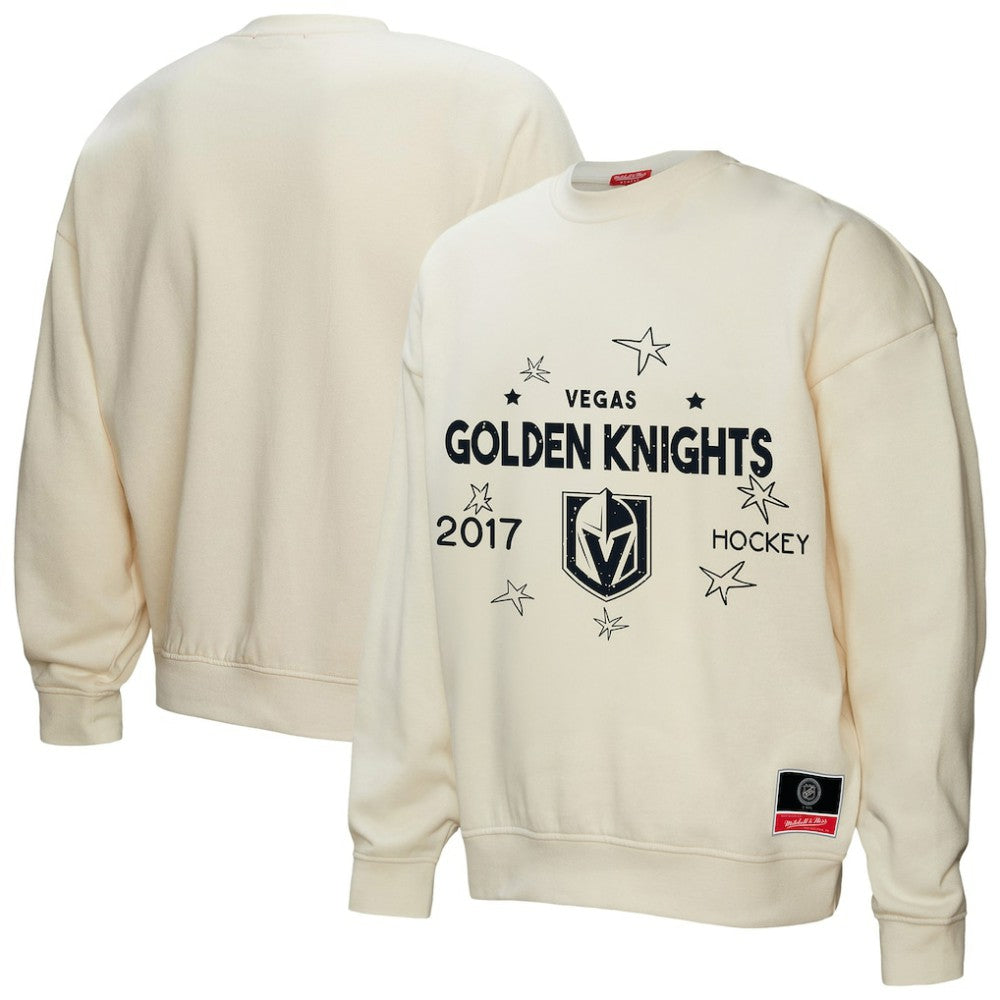 Vegas Golden Knights Mitchell & Ness Women's Logo 3.0 Pullover Sweatshirt - Cream Sweatshirts