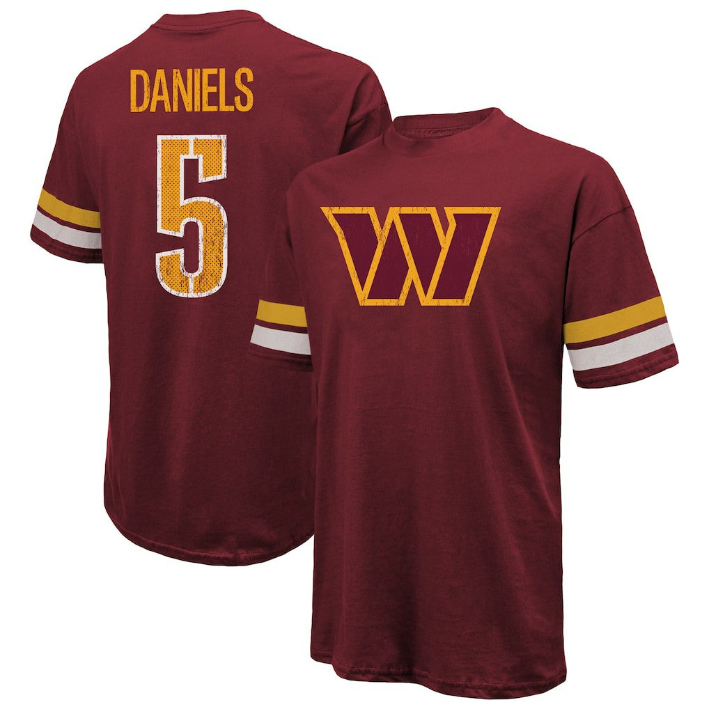 Jayden Daniels Washington Commanders Majestic Threads Name & Number Oversize Fit T-Shirt - Burgundy sale