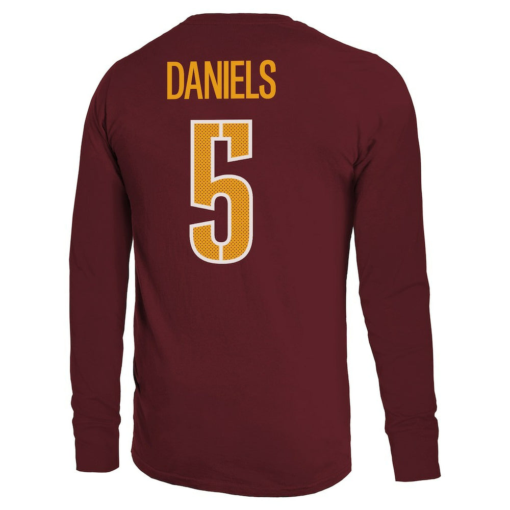 Jayden Daniels Washington Commanders Majestic Threads Name & Number Non-Distressed Long Sleeve T-Shirt - Burgundy outlet