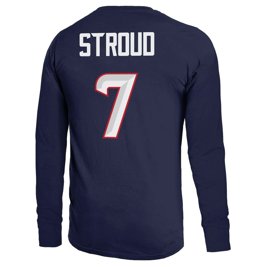 C.J. Stroud Houston Texans Majestic Threads Name & Number Non-Distressed Long Sleeve T-Shirt - Navy discount