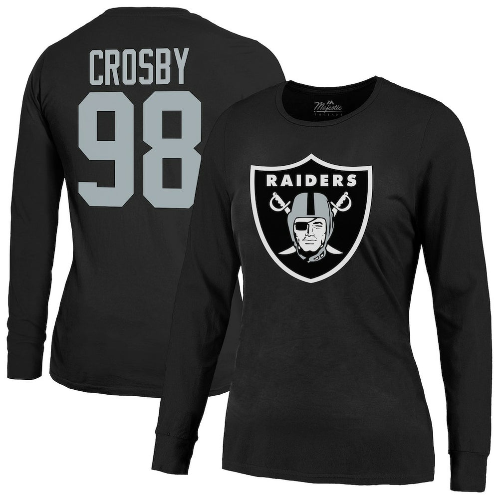 Maxx Crosby Las Vegas Raiders Majestic Threads Women's Player Name & Number Long Sleeve T-Shirt - Black for sale