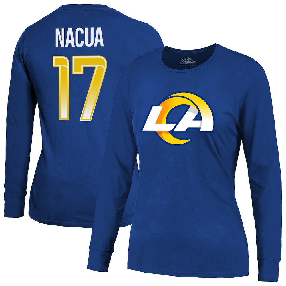Puka Nacua Los Angeles Rams Majestic Threads Women's Player Name & Number Long Sleeve T-Shirt - Royal on sale