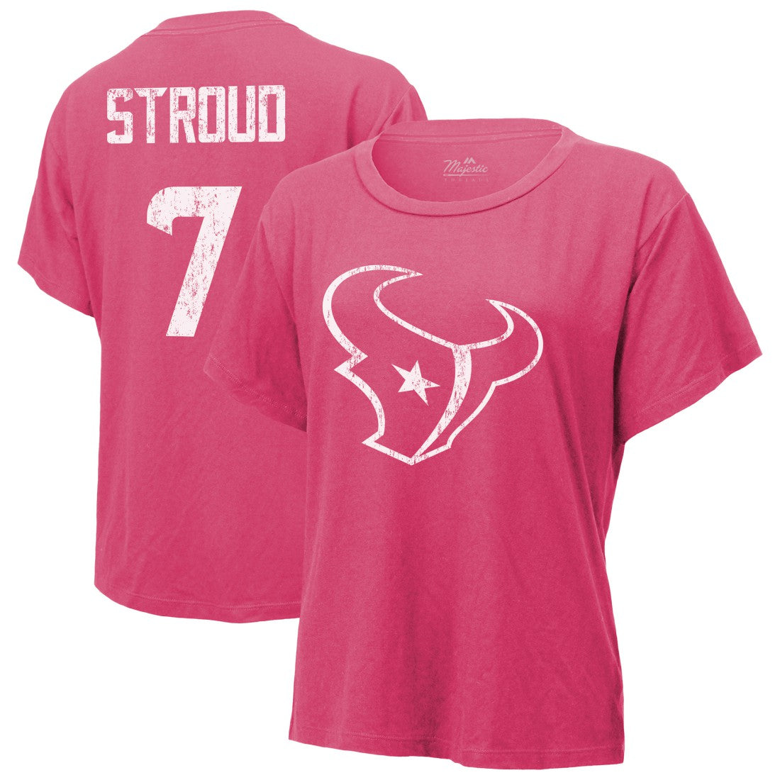 C.J. Stroud Houston Texans Majestic Threads Women's Name & Number T-Shirt - Pink for sale
