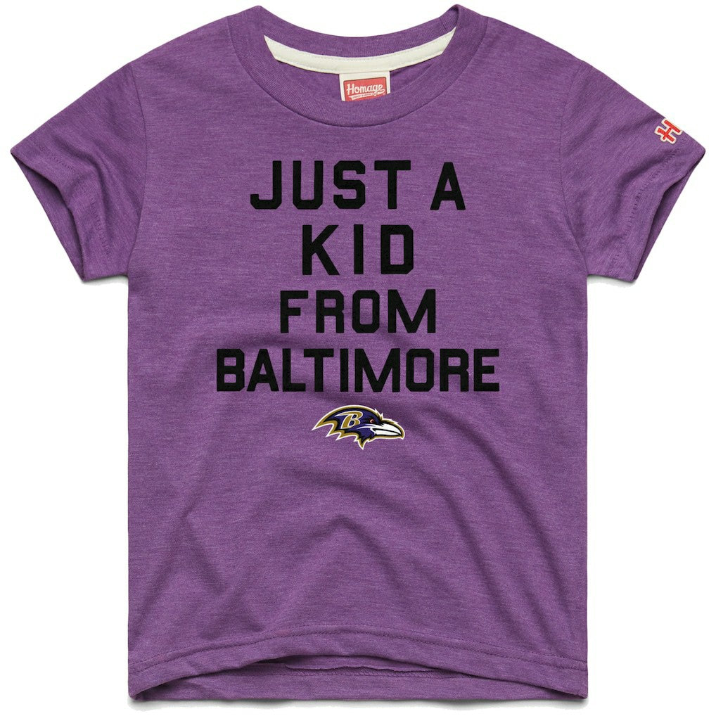Baltimore Ravens Homage Youth Just a Kid Tri-Blend T-Shirt - Purple discount