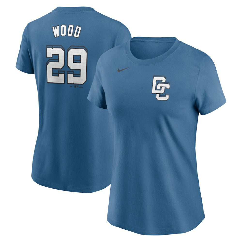 James Wood Washington Nationals Women's 2025 City Connect Fuse Name & Number T-Shirt Blue