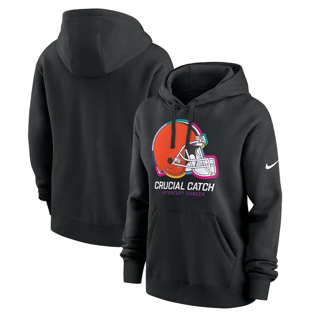 Cleveland Browns Women's 2024 NFL Crucial Catch Club Pullover Hoodie - Black sale