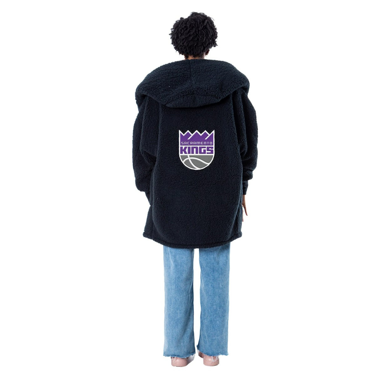The Best Lounger in the World By Jill Martin Sacramento Kings Unisex Black Oversized Open-Front Hoodie Sweater discount