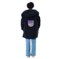 The Best Lounger in the World By Jill Martin Sacramento Kings Unisex Black Oversized Open-Front Hoodie Sweater discount