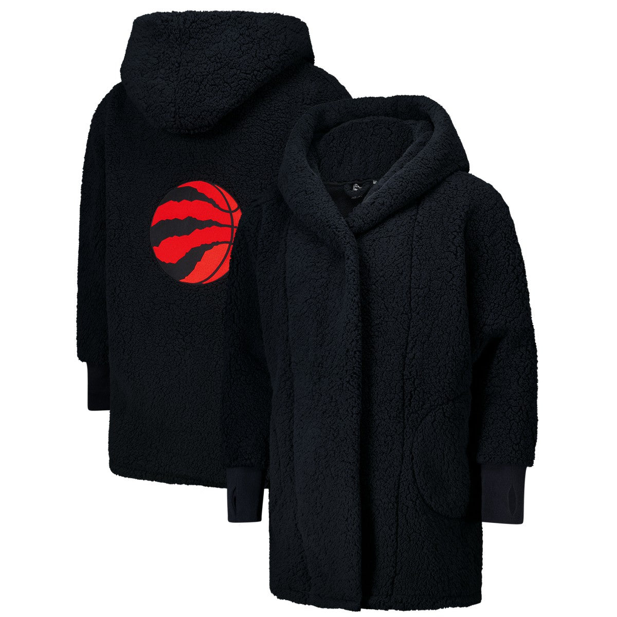 The Best Lounger in the World By Jill Martin Toronto Raptors Unisex Black Oversized Open-Front Hoodie Sweater sale