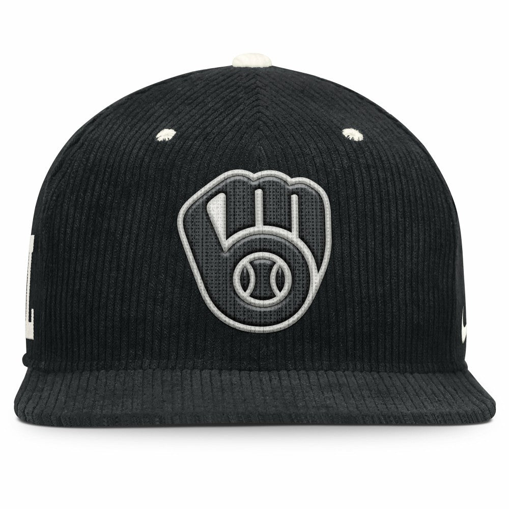 Milwaukee Brewers Pro Corduroy Structured Snapback Hat Black